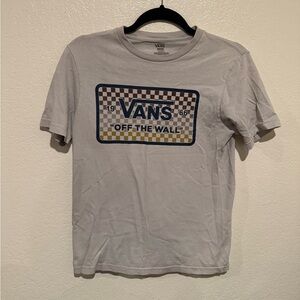 Vans Logo Beige Checkered Grid Tshirt